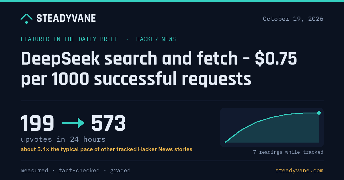 DeepSeek launched Search and Fetch APIs for agents, each billed per successful request